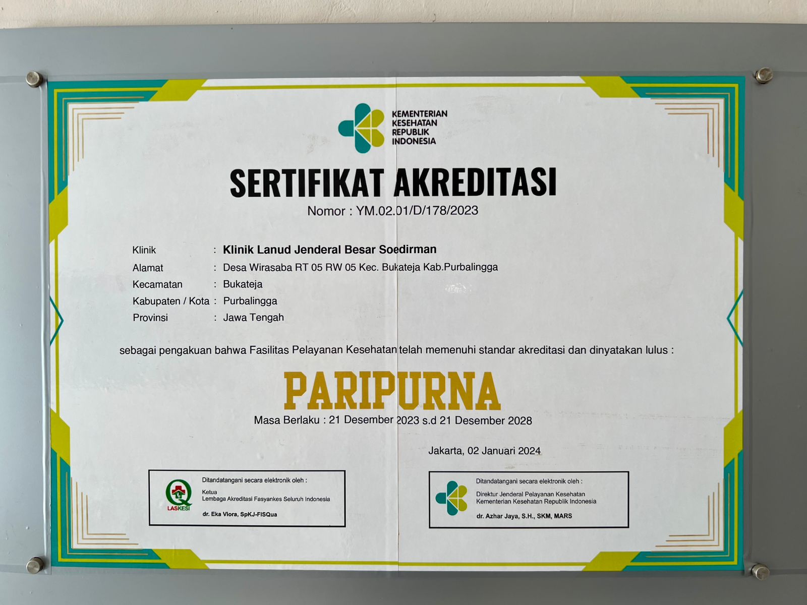 Sertifikat Akreditasi Paripurna